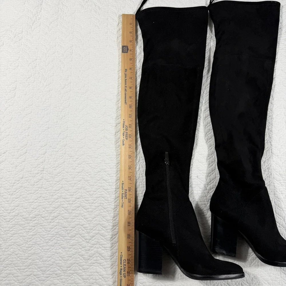 Marc Fisher Mlalinda‎ Black Faux Suede Over The Knee Boots Block Heel Wms 6